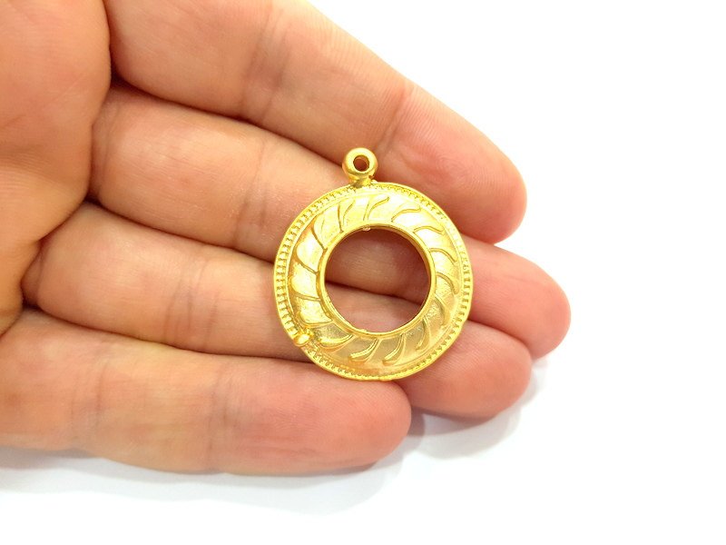 2 Gold Charms Gold Plated Pendant (30mm)  G6618