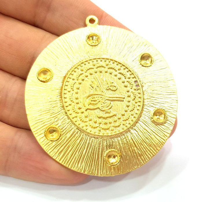 Gold Pendant Medallion Pendants Ottoman Signature Gold Plated Pendant (54mm)  G6620