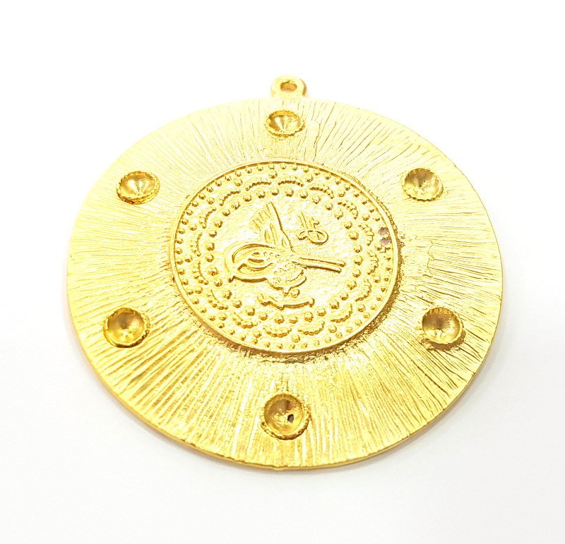 Gold Pendant Medallion Pendants Ottoman Signature Gold Plated Pendant (54mm)  G6620