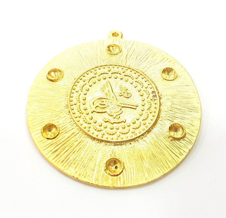 Gold Pendant Medallion Pendants Ottoman Signature Gold Plated Pendant (54mm)  G6620