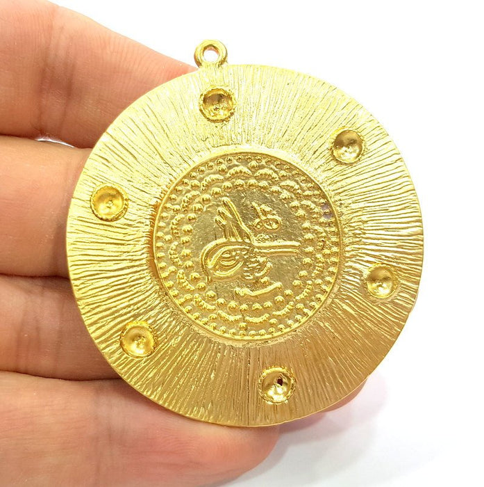 Gold Pendant Medallion Pendants Ottoman Signature Gold Plated Pendant (54mm)  G6620