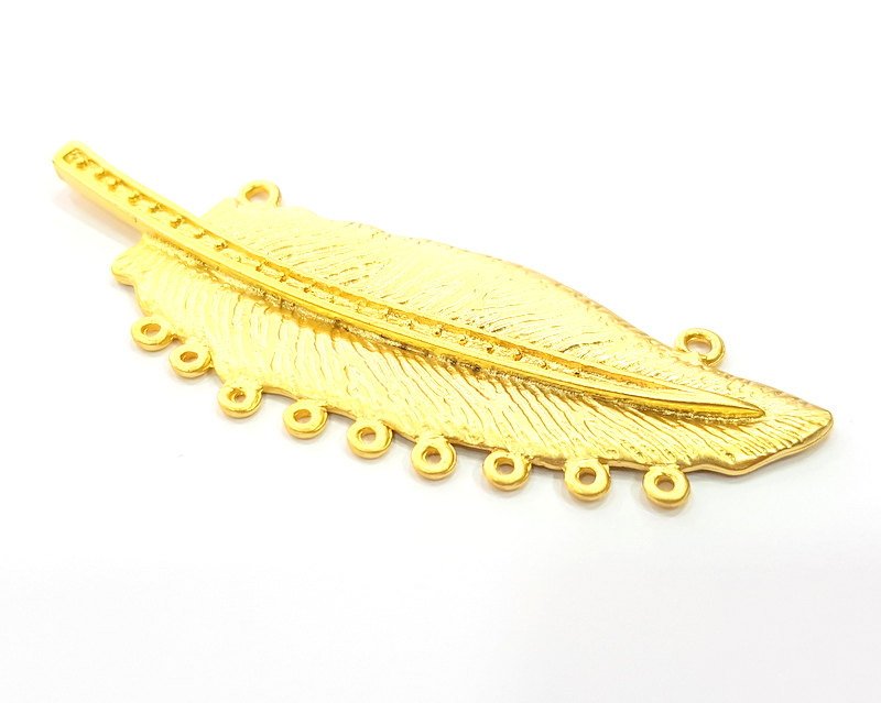 Gold Leaf Pendant Gold Plated Pendant  (94x32mm)  G6622