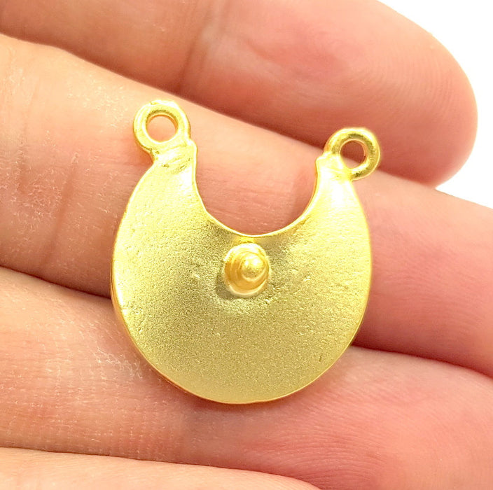 2 Gold Pendant Gold Plated Necklace Connector (24x21mm)  G6627