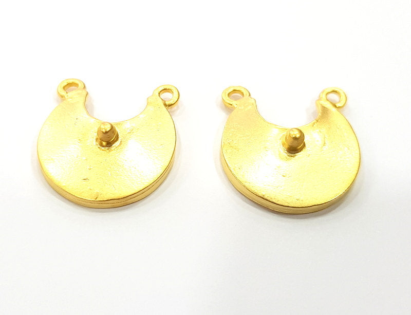 2 Gold Pendant Gold Plated Necklace Connector (24x21mm)  G6627