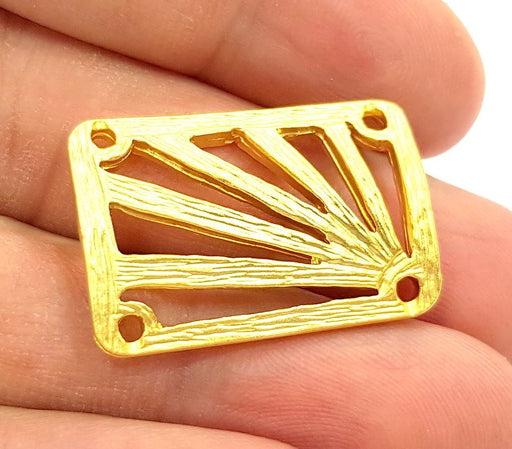 2 Gold Pendant Gold Plated Necklace Connector (30x20mm)  G6632