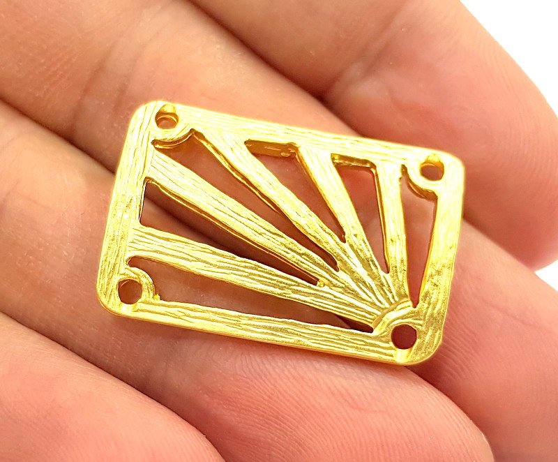 2 Gold Pendant Gold Plated Necklace Connector (30x20mm)  G6632