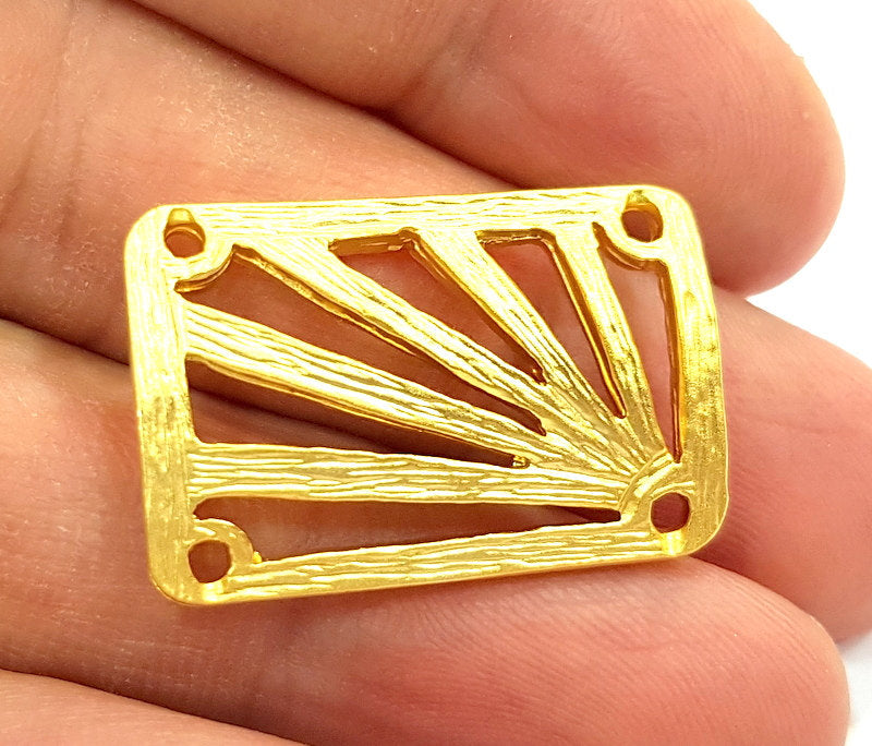 2 Gold Pendant Gold Plated Necklace Connector (30x20mm)  G6632