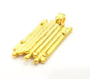 2 Gold Pendant Gold Plated Pendant (38x16mm)  G6633