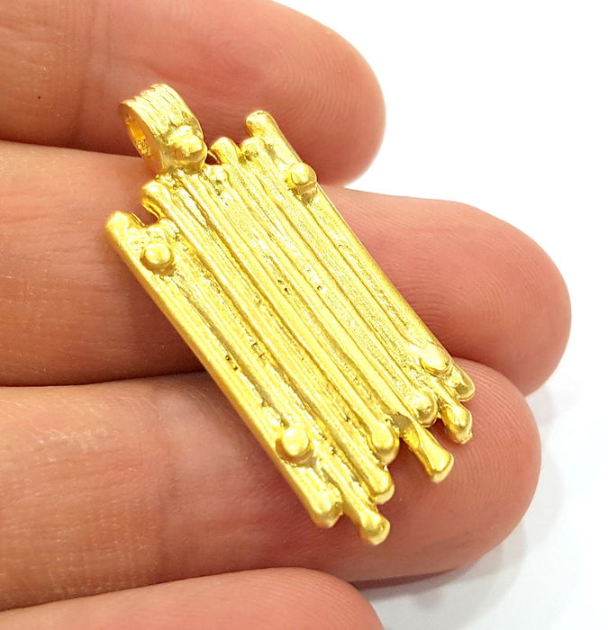 2 Gold Pendant Gold Plated Pendant (38x16mm)  G6633