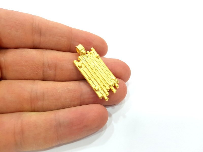 2 Gold Pendant Gold Plated Pendant (38x16mm)  G6633