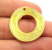 2 Gold Circle Pendant Gold Plated Necklace Connector (29mm)  G6634