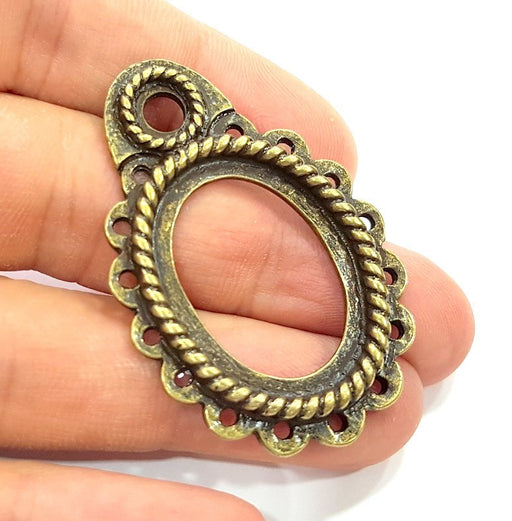2 Antique Bronze Pendant Blank Bezel Settings Base Blank  Necklace Blank Mountings (50x34mm ) G6645