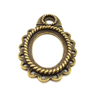 2 Antique Bronze Pendant Blank Bezel Settings Base Blank  Necklace Blank Mountings (50x34mm ) G6645