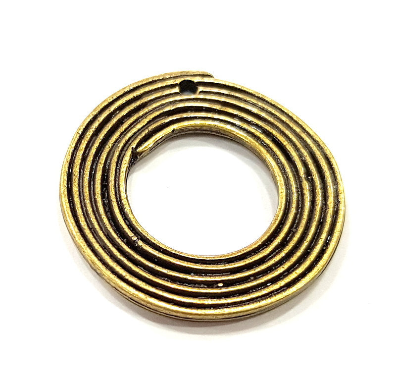 3 Antique Bronze Circle Connector Pendant (29mm) G6650