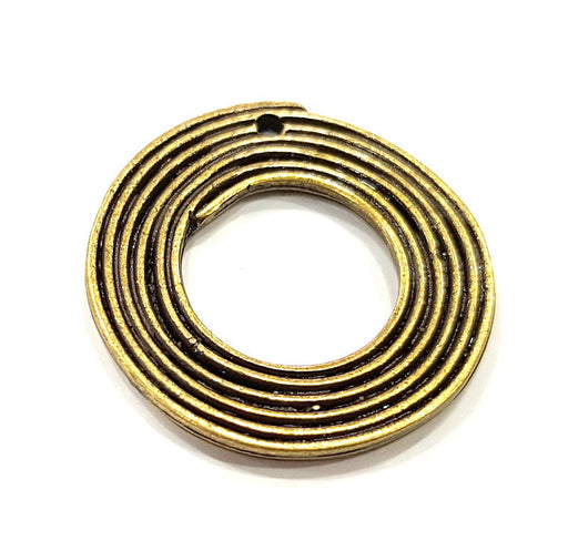3 Antique Bronze Circle Connector Pendant (29mm) G6650