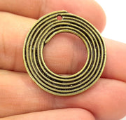 3 Antique Bronze Circle Connector Pendant (29mm) G6650