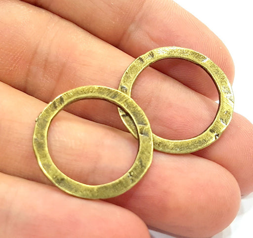10 Antique Bronze Circle Connector Pendant (24mm) G6653