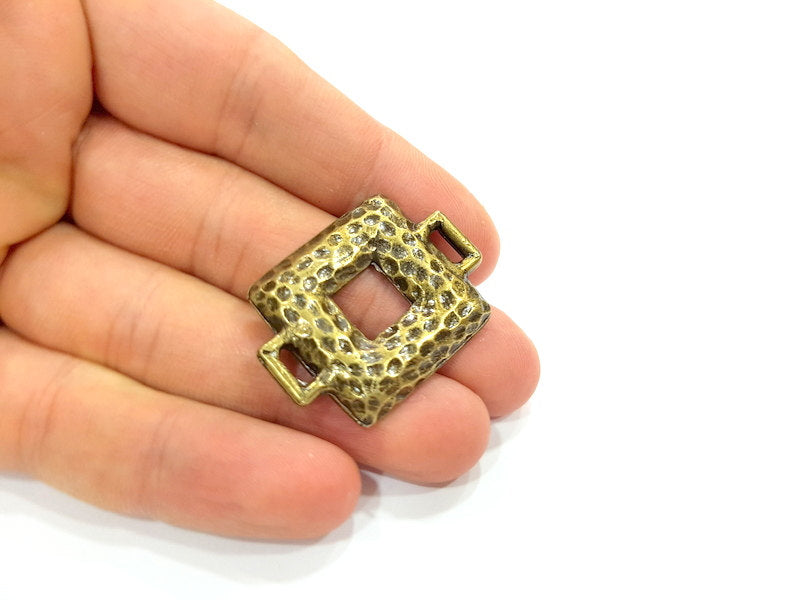 2 Antique Bronze Necklace Connector Pendant  (36x27mm) G8425