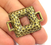 2 Antique Bronze Necklace Connector Pendant  (36x27mm) G8425