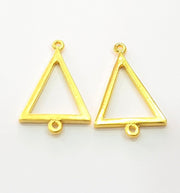 2 Pcs (34x21mm)  Triangle Charms, Gold Plated Metal G6234