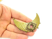 Hammered Moon Pendant Antique Bronze Pendant (84x33mm) G6243