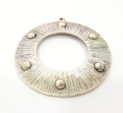 Antique Silver Plated Round Pendants (54mm) Antique Silver Plated Metal  G6249