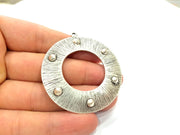 Antique Silver Plated Round Pendants (54mm) Antique Silver Plated Metal  G6249