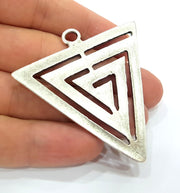 Antique Silver Plated Triangle Pendants (60mm) Antique Silver Plated Metal  G6253