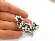 Silver Pendant Antique Silver Plated Flower Pendants (62x38mm) Antique Silver Plated Metal  G13413