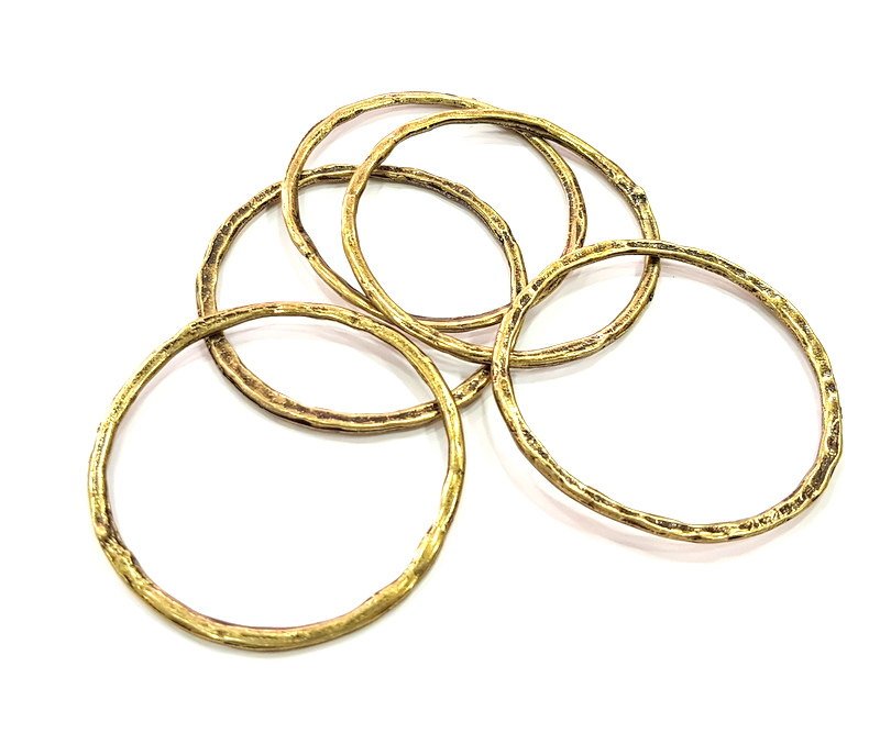 2 Antique Bronze Circle Pendant Large Round  Connector ,Findings  (52mm) G6260