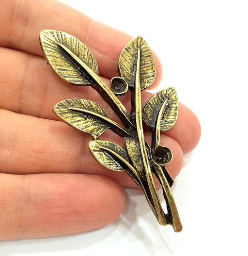 2 Leaf Pendant Antique Bronze Pendants (66x36mm) G6261
