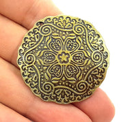 Antique Bronze Medallion Pendant, Earring Components (42mm) G6268