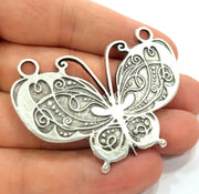 Antique Silver Plated Butterfly Pendants (58x40mm)   G6269