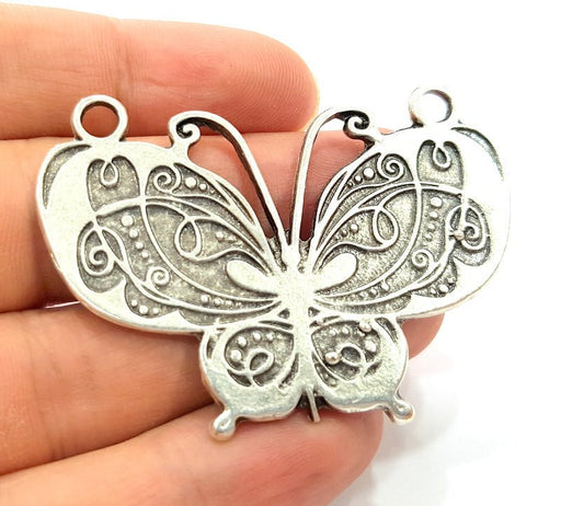 Antique Silver Plated Butterfly Pendants (58x40mm)   G6269