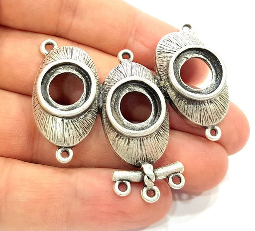 Antique Silver Plated  Pendant Blank , Linked Pendants (54x45mm)  G16739