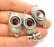 Antique Silver Plated  Pendant Blank , Linked Pendants (54x45mm)  G16739