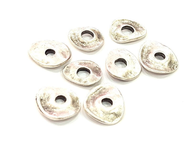 10 Pcs Antique Silver Plated Round Connector Pendants (14x11mm)  G6275