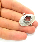2 Pcs Antique Silver Plated  Pendant Blank , Linked Pendants (33x30mm)  G9439