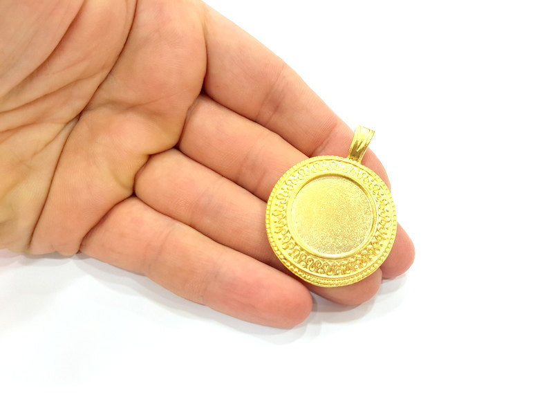 Gold Plated Medallion Pendant , Pendant Blank (49x36mm)  G6296