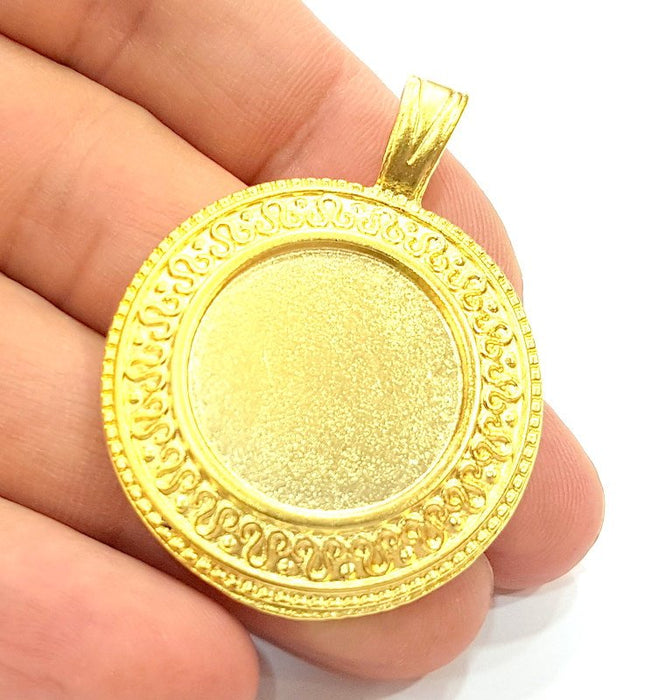 Gold Plated Medallion Pendant , Pendant Blank (49x36mm)  G6296