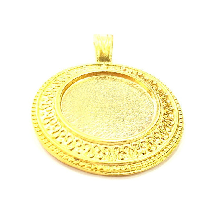 Gold Plated Medallion Pendant , Pendant Blank (49x36mm)  G6296