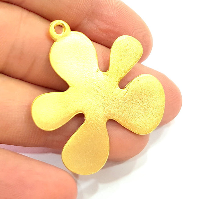 2 Flower Charms Gold Plated Pendant (40x38mm)  G6297