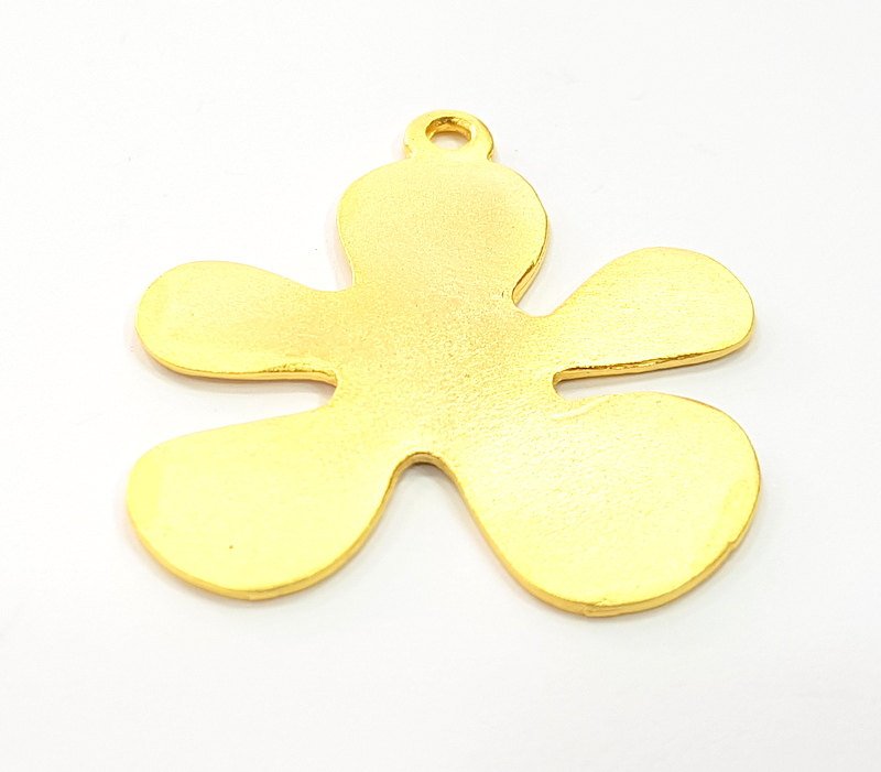 2 Flower Charms Gold Plated Pendant (40x38mm)  G6297