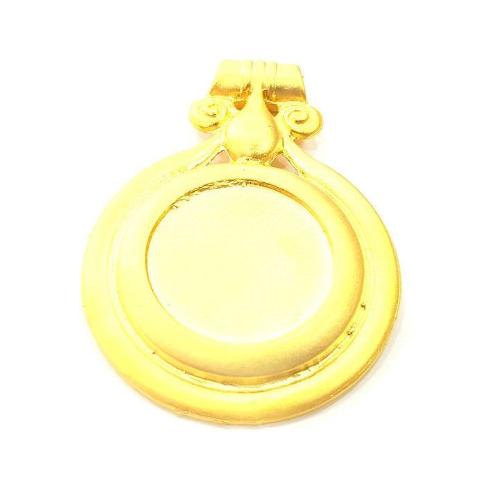 Gold Plated Medallion Pendant , Pendant Blank (70x50mm)  G6300