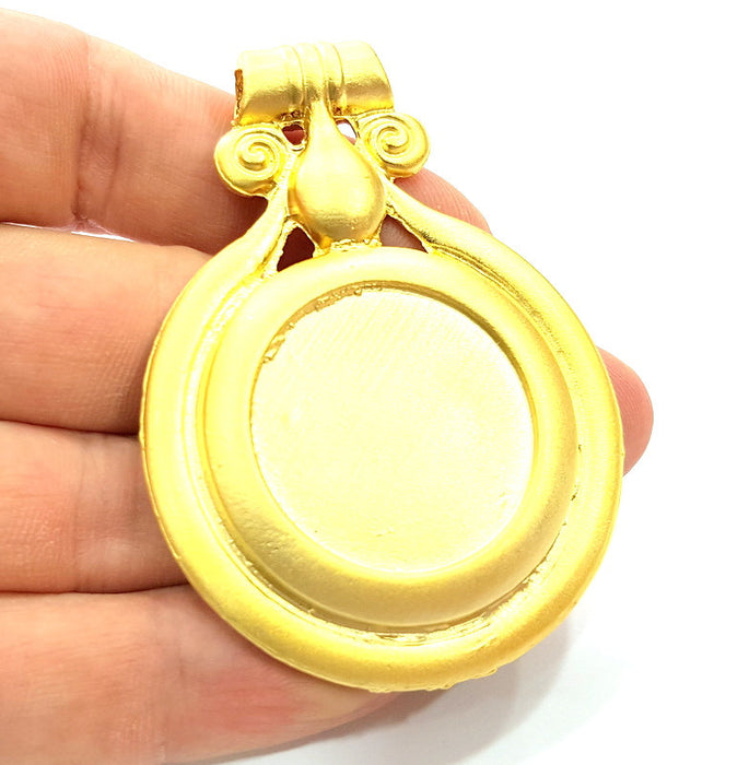 Gold Plated Medallion Pendant , Pendant Blank (70x50mm)  G6300