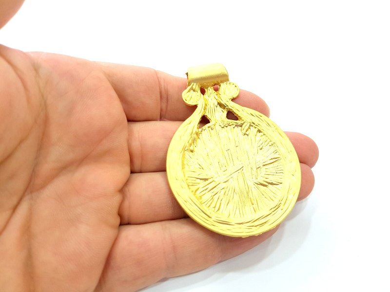 Gold Plated Medallion Pendant , Pendant Blank (70x50mm)  G6300