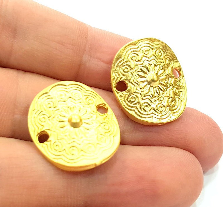 4 Gold Connector Charms Gold Plated Charms (22x20mm)  G6303