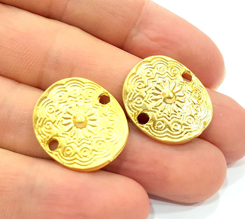 4 Gold Connector Charms Gold Plated Charms (22x20mm)  G6303