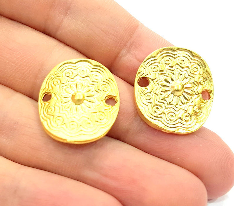 4 Gold Connector Charms Gold Plated Charms (22x20mm)  G6303