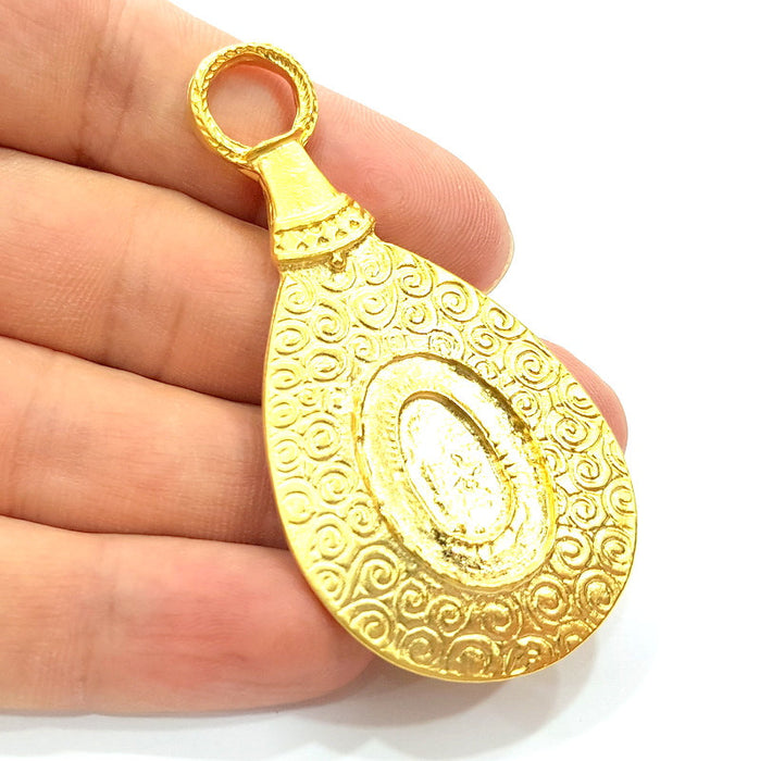 Gold Plated Medallion Pendant , Pendant Blank (71x35mm)  G6307